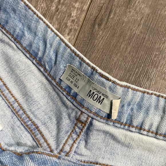 Topshop Distressed Denim Ripped Mom Shorts 8 - Picture 3 of 5